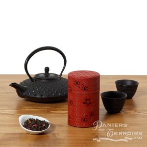 Boîte à thé, métal et papier japonais