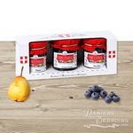 Coffret de 3 Confitures Myrtille, Poire et Fruits de la Forêt