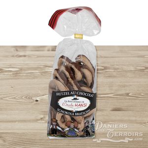 Bretzels sablés sur fond chocolat  200g 