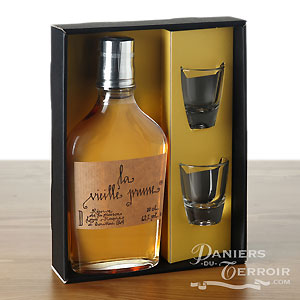 Coffret Vision Flasque Liqueur Vieille Prune 20cl + 2 verres 3,5cl